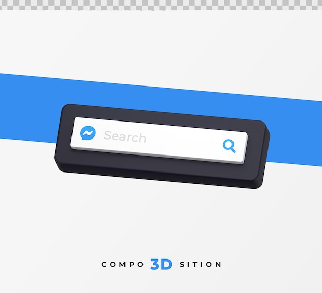 Rendering 3d della barra di ricerca di Messenger