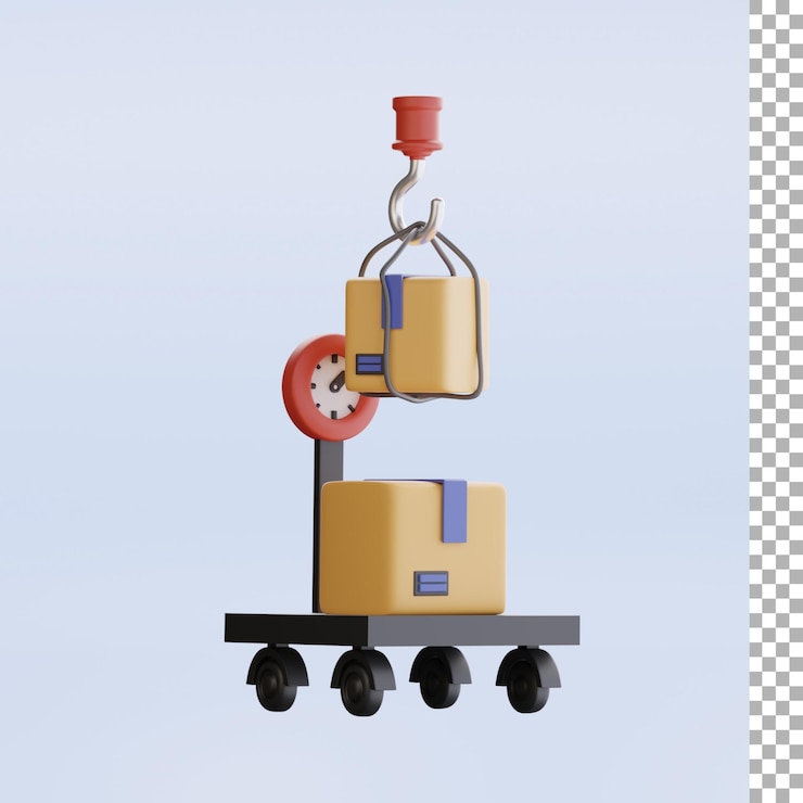 PSD rendering 3d della bilancia e della confezione