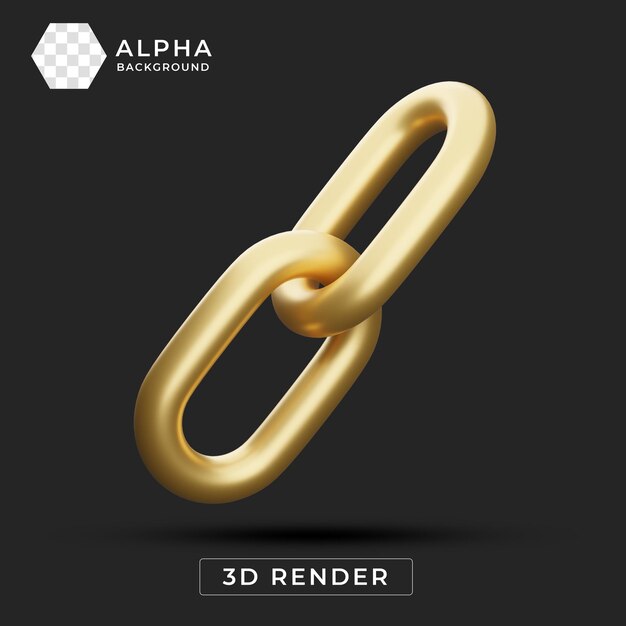 Rendering 3D della catena dorata isolata su sfondo nero