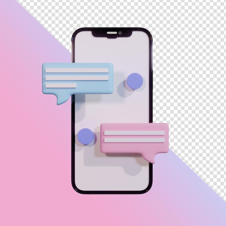 PSD rendering 3d della chat del telefono cellulare