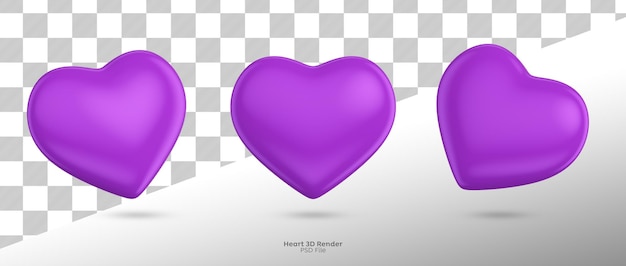 Rendering 3D della collezione cuore viola