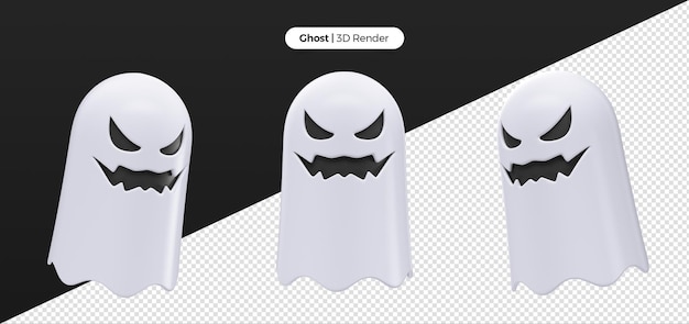 Rendering 3d della collezione di fantasmi di halloween