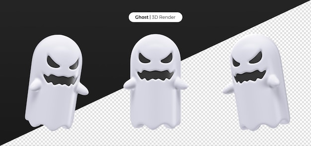 Rendering 3d della collezione di fantasmi di halloween
