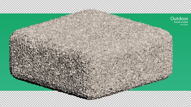 Rendering 3D della disposizione del supporto Gravel su forma cubica rotonda