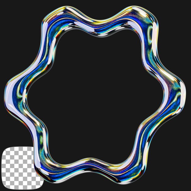 Rendering 3D della forma astratta Y2K su sfondo trasparente