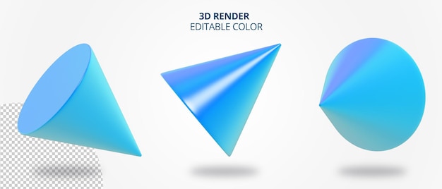 Rendering 3d della geometria del cono blu