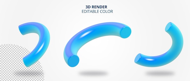 Rendering 3d della geometria del semicerchio blu