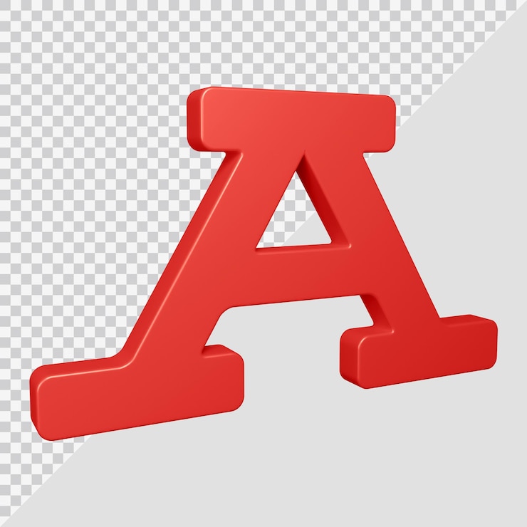 PSD rendering 3d della lettera dell'alfabeto a