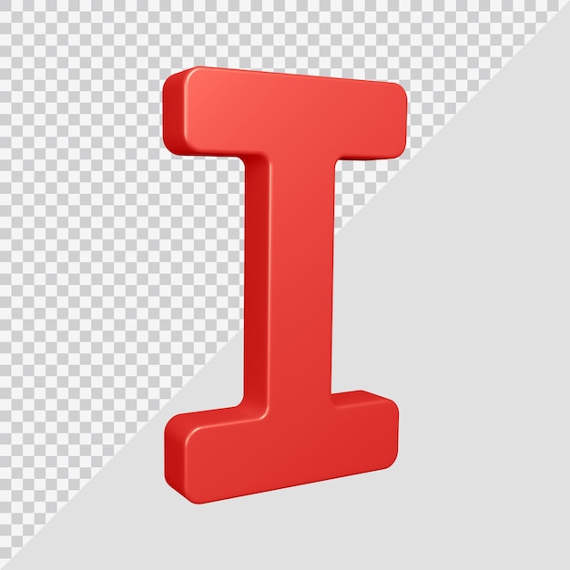 Rendering 3D della lettera dell'alfabeto i