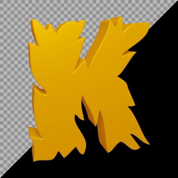 Rendering 3D della lettera dell'alfabeto k
