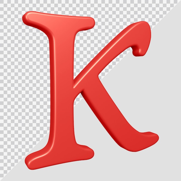 Rendering 3D della lettera dell'alfabeto k