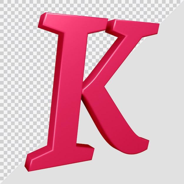 Rendering 3D della lettera dell'alfabeto k