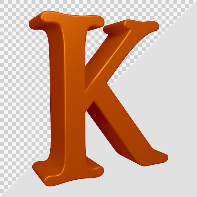 Rendering 3D della lettera dell'alfabeto k