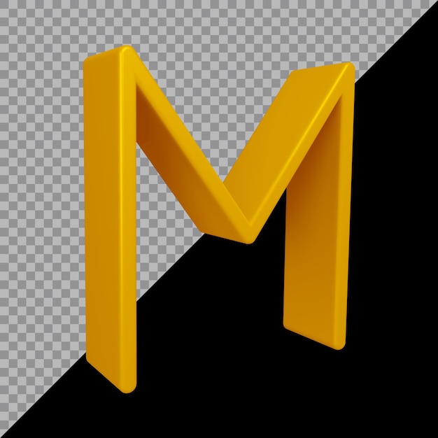 Rendering 3D della lettera dell'alfabeto m