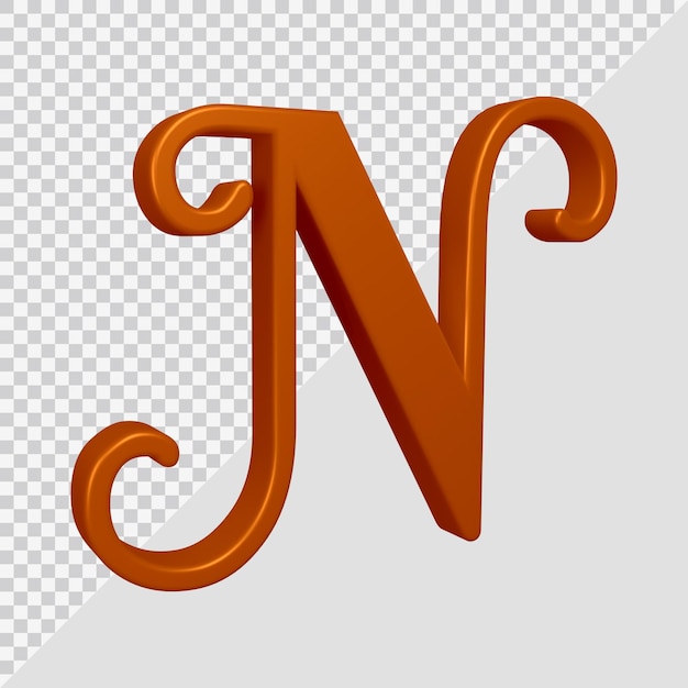Rendering 3D della lettera dell'alfabeto n