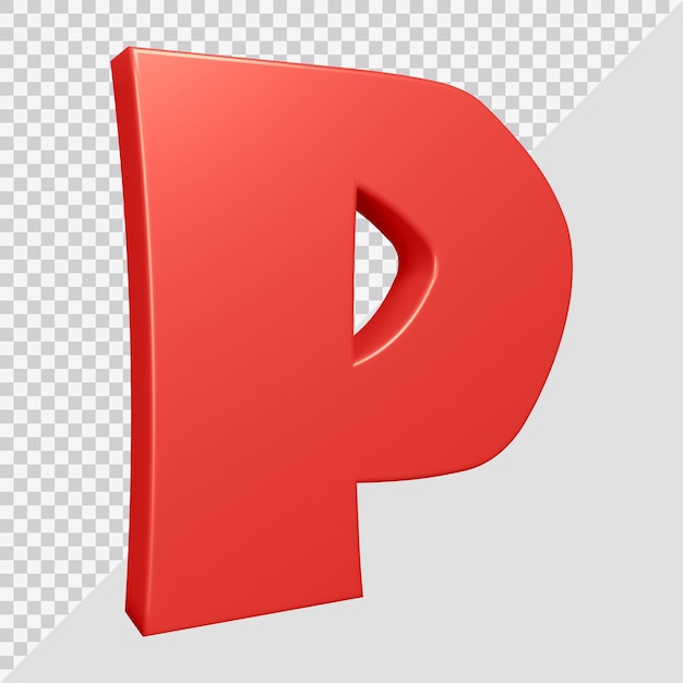 Rendering 3D della lettera dell'alfabeto p