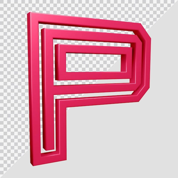 Rendering 3D della lettera dell'alfabeto p