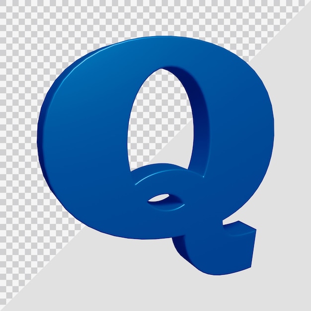 Rendering 3D della lettera dell'alfabeto q