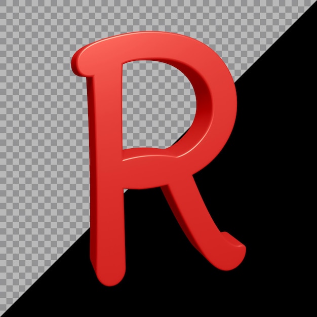 Rendering 3D della lettera dell'alfabeto r