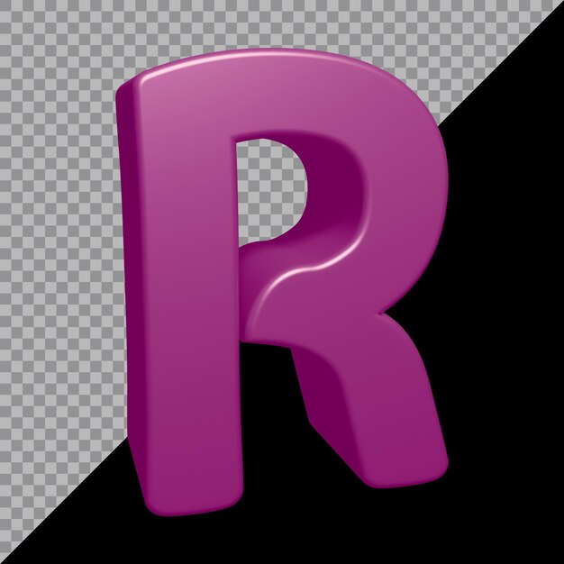 Rendering 3D della lettera dell'alfabeto r