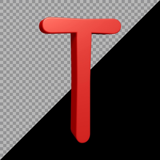 Rendering 3D della lettera dell'alfabeto t