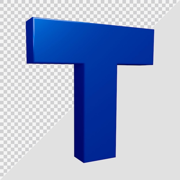 Rendering 3D della lettera dell'alfabeto t