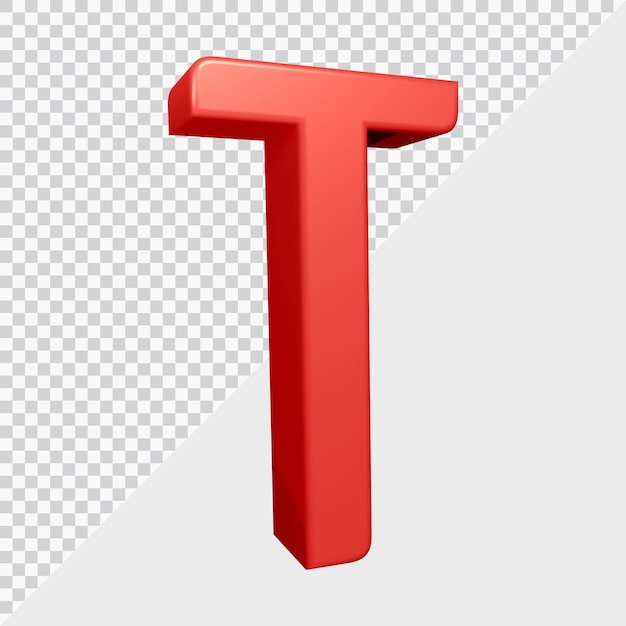 Rendering 3D della lettera dell'alfabeto t