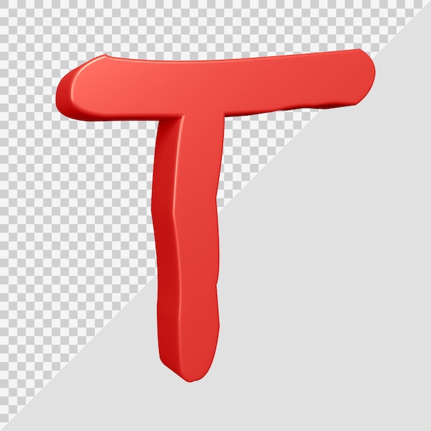 Rendering 3D della lettera dell'alfabeto t