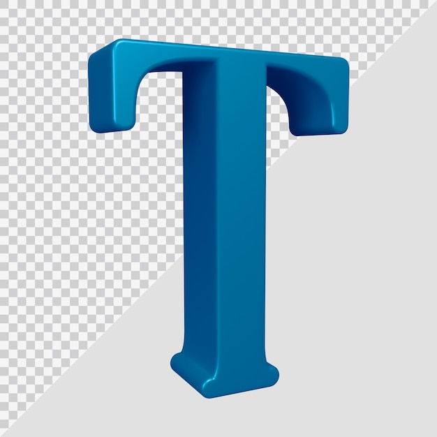 Rendering 3D della lettera dell'alfabeto t