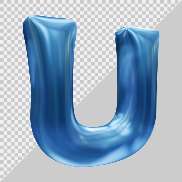 Rendering 3d della lettera dell'alfabeto u con uno stile moderno
