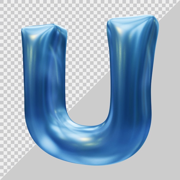 Rendering 3d della lettera dell'alfabeto u con uno stile moderno