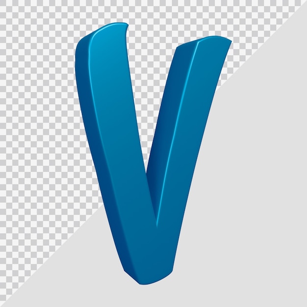Rendering 3D della lettera dell'alfabeto v