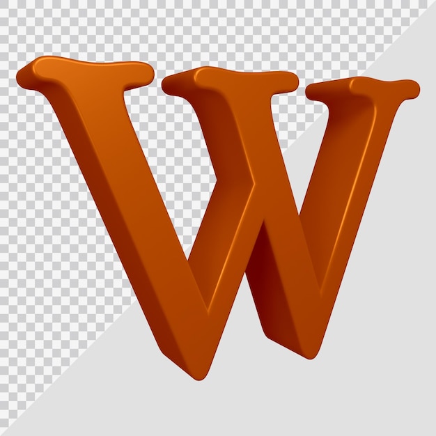 Rendering 3D della lettera dell'alfabeto w