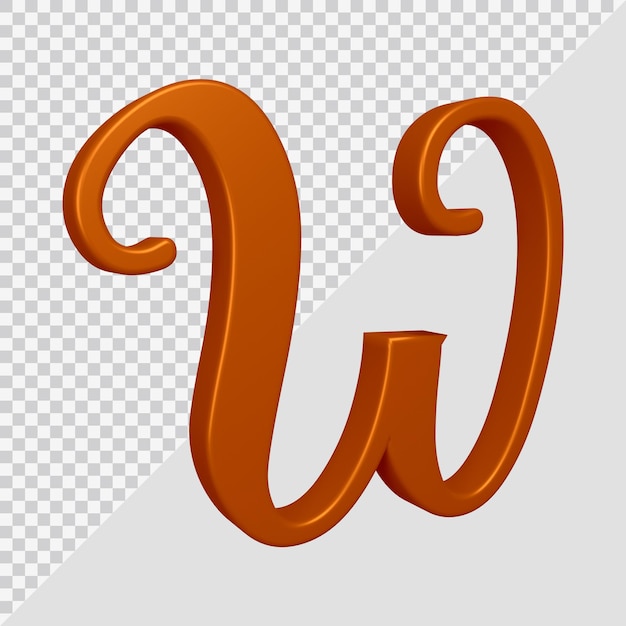 Rendering 3D della lettera dell'alfabeto w