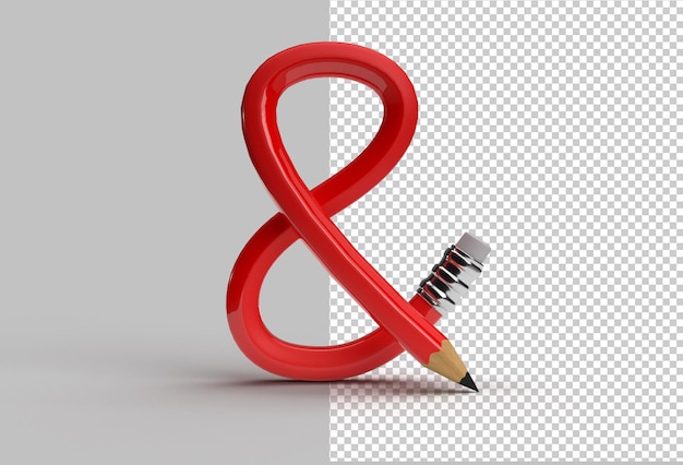 Rendering 3D della lettera di carattere piegato matita S Logo trasparente Psd File.
