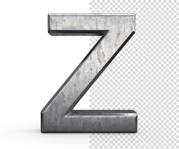 Rendering 3d della lettera Z in acciaio colorato