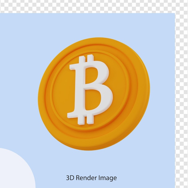 Rendering 3d della moneta bitcoin