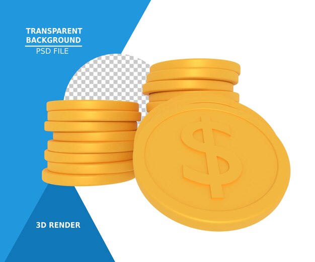 Rendering 3d della moneta del dollaro