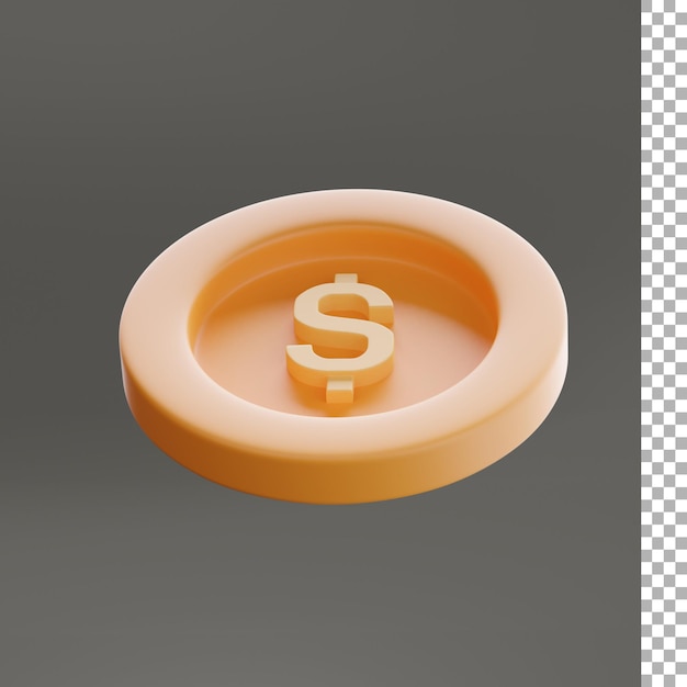 Rendering 3d della moneta del dollaro