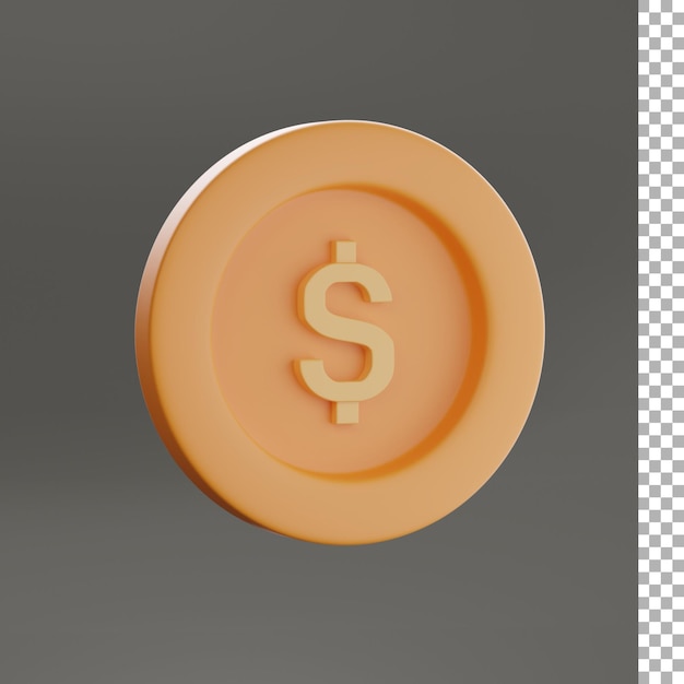 Rendering 3d della moneta del dollaro