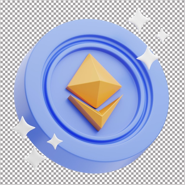 Rendering 3D della moneta Ethereum