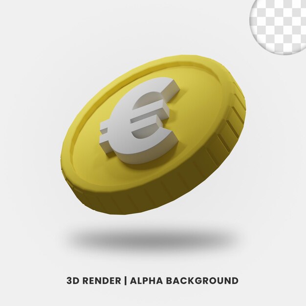 Rendering 3D della moneta in euro dorata con effetto opaco isolato. Utile per l'illustrazione di progetti aziendali o di e-commerce.