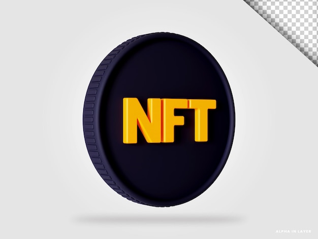 Rendering 3d della moneta NFT isolato