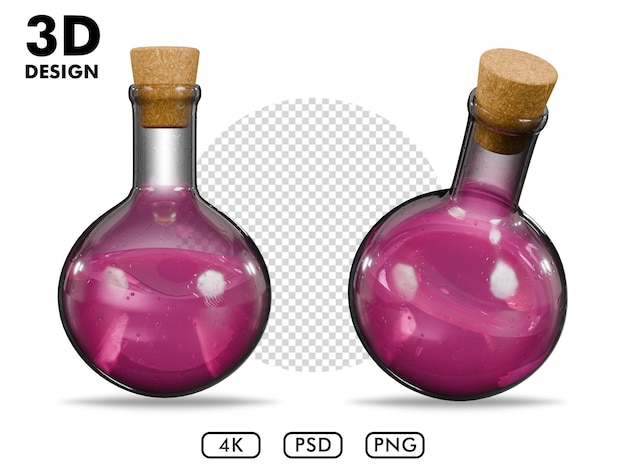 Rendering 3D della pozione rosa isolata