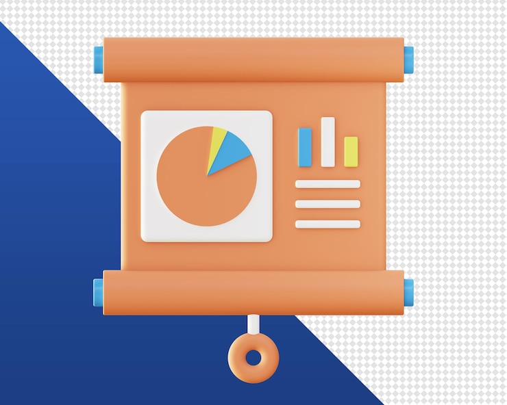 PSD rendering 3d della presentazione con icone di illustrazione dei grafici per app per dispositivi mobili ui ux annunci sui social media