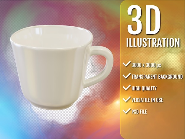 Rendering 3D della tazza di caffè in avorio