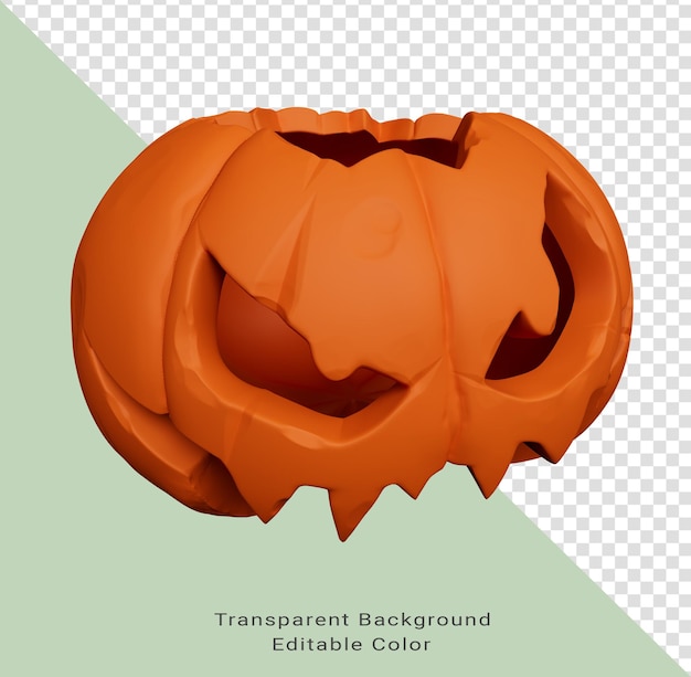 Rendering 3d della vista laterale della zucca di Halloween elemento di design di sfondo minimo di Halloween