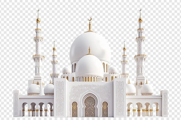 PSD rendering 3d détaillé du ramadan, mosquée de luxe, lune et bédouins isolés, thèmes mignons du ramadan isolés.