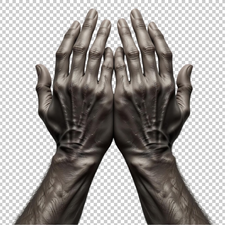 PSD rendering 3d dettagliato delle mani invecchiate