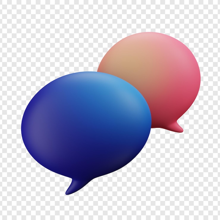 PSD rendering 3d de deux bulles de chat colorées